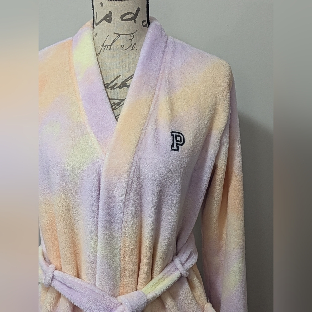 Pink Victoria's Secret Bath Robe Size XS Pastel Tie Dye - Picture 4 of 12
